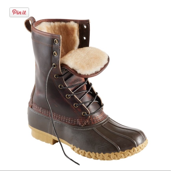 bean boots 10 inch shearling lined size 6W - Picture 2 of 7